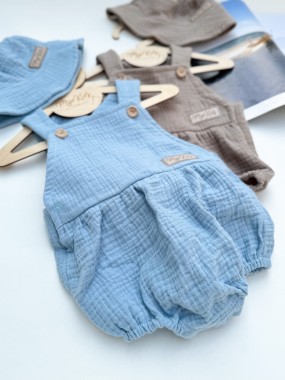 Rampers na szelkach Muślin BLUE 62